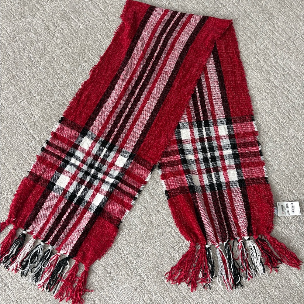 Charter Club chenille Red Plaid Scarf